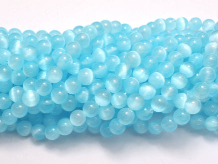 Selenite - Blue, 6mm (6.5mm) Round-RainbowBeads