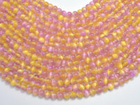 Selenite - Pink & Yellow, 6mm (6.5mm)-Rainbow Beads