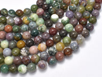 Indian Agate Beads, Fancy Jasper Beads, 8mm Round Beads-RainbowBeads