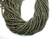 Pyrite Beads, 4mm Round Beads-RainbowBeads