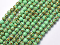 Howlite Turquoise - Green with Gold Line, 6mm (6.4mm)-Rainbow Beads