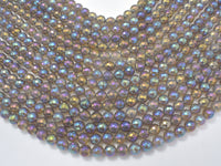 Mystic Coated Gray Agate, 8mm Faceted Round Beads, AB Coated-RainbowBeads