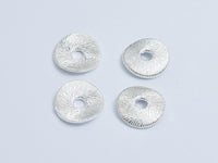 2pcs 925 Sterling Silver Beads, 9.7mm Wavy Coin Beads