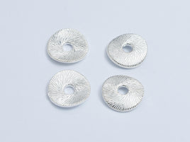 2pcs 925 Sterling Silver Beads, 9.7mm Wavy Coin Beads
