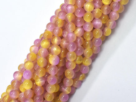 Selenite - Pink & Yellow, 6mm (6.5mm)-Rainbow Beads