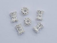10pcs 925 Sterling Silver Bead Caps, 4mm Double Bead Caps, Height 5mm