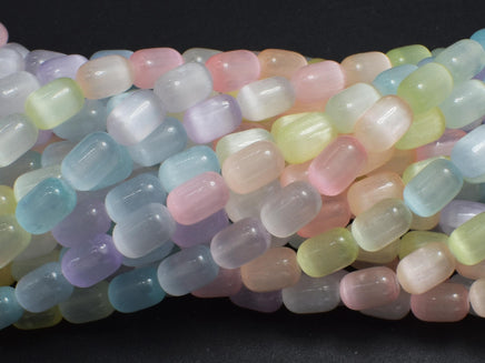 Selenite, Gypsum, Multi Color, 6x9mm Tube-Rainbow Beads