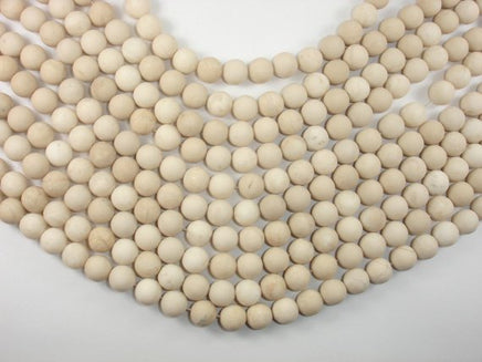 Matte White Fossil Jasper Beads, 10mm Round Beads-RainbowBeads