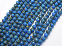 Howlite Turquoise - Blue with Gold Line, 6mm (6.4mm)-Rainbow Beads