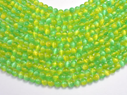 Selenite - Green & Yellow, 6mm (6.5mm)-Rainbow Beads