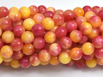 Jade - Yellow & Orange, 8mm Round-Rainbow Beads