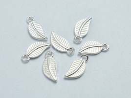 4pcs 925 Sterling Silver Leaf Charms, 9.5x4.2mm