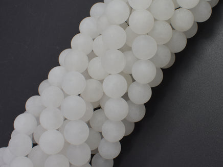 Matte White Jade 10mm Round Beads-RainbowBeads