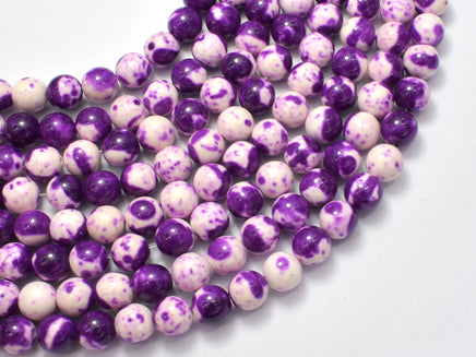 Rain Flower Stone, Purple, White, 8mm Round Beads-RainbowBeads