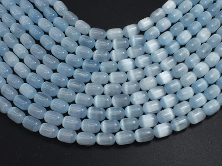 Selenite, Gypsum, Light Blue, 6x9mm Tube-Rainbow Beads