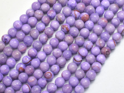 Jade - Purple, 6mm Round-Rainbow Beads