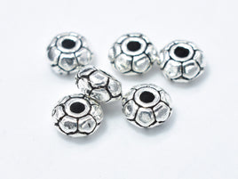 6pcs 925 Sterling Silver Beads-Antique Silver, 5mm Rondelle Beads, Spacer Beads, 5x2.4mm Hole 1.4mm