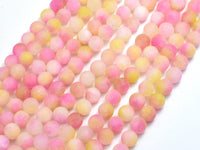 Matte Jade - Pink & Yellow, 6mm Round-Rainbow Beads