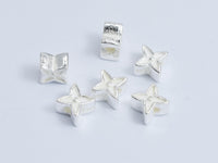 4pcs 925 Sterling Silver Beads, 6.5x6.5mm Four Pointed Star