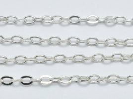 3m (9.9feet) Silver Plated Oval Chain, Brass Oval Chain, Jewelry Chain, 2x2.5mm