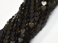 Golden Obsidian, 6mm Heart-Rainbow Beads
