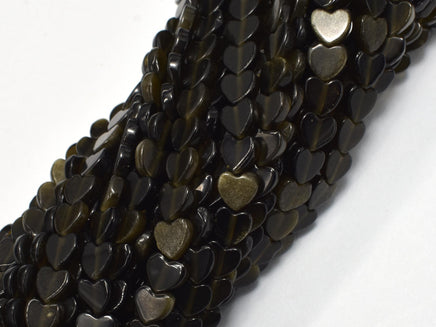 Golden Obsidian, 6mm Heart-Rainbow Beads