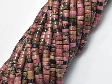 Rhodonite, Approx. 2x4mm, Heishi Disc-Rainbow Beads