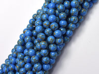 Howlite Turquoise - Blue with Gold Line, 8mm (8.3mm)-Rainbow Beads