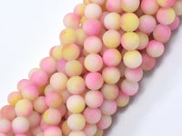 Matte Jade - Pink & Yellow, 8mm Round-Rainbow Beads