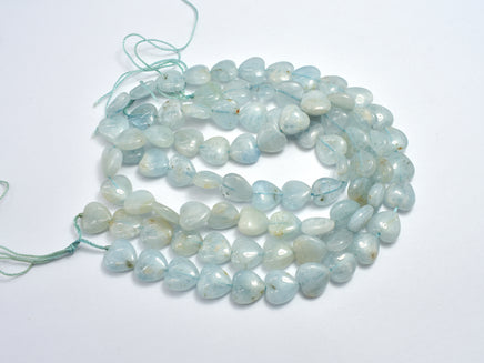 Aquamarine 10mm Heart Beads-RainbowBeads