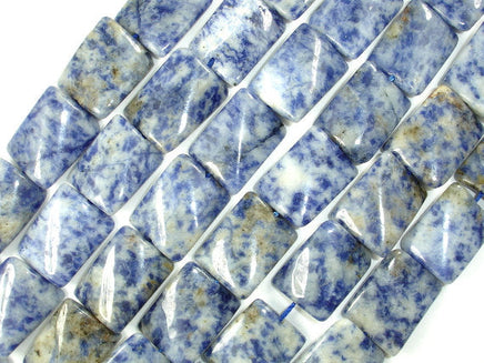 Blue Spot Jasper Beads, Twisted Rectangle-RainbowBeads