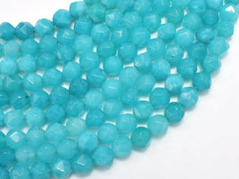 Jade - Teal, 8mm Faceted Star Cut Round-RainbowBeads