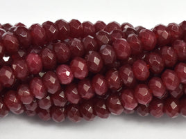 Jade -Ruby 3x4mm Faceted Rondelle, 14 Inch-RainbowBeads