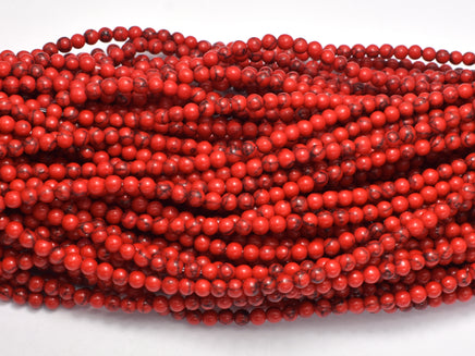 Red Howlite Beads, 4mm Round Beads-RainbowBeads