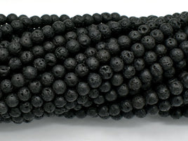 Black Lava Beads, Round, 4mm-RainbowBeads