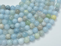 Genuine Aquamarine Beads, 8mm Round Beads-RainbowBeads