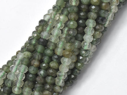 Green Rutilated Quartz Beads, 2.8x3.9mm Micro Faceted Rondelle-RainbowBeads