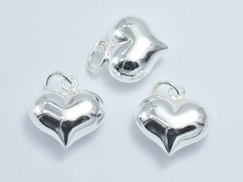 1pc 925 Sterling Silver Charm, Heart Charm, 15x15mm-RainbowBeads