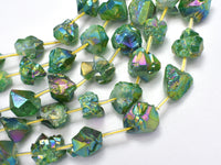 Raw Quartz - AB Coated Green, Approx. 12x15mm Nugget-RainbowBeads