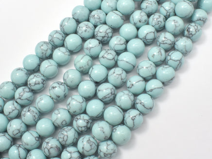Turquoise Howlite-Light Blue, 10mm Round Beads-RainbowBeads