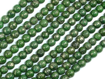 Green Chalcopyrite, 6mm Round Beads-RainbowBeads