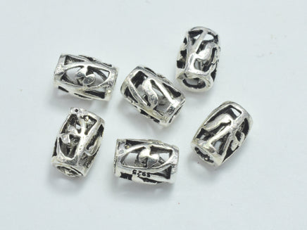 4pcs 925 Sterling Silver Beads-Antique Silver, 4.5x6.5mm Filigree Drum Beads, Big Hole Beads, Spacer Beads-RainbowBeads