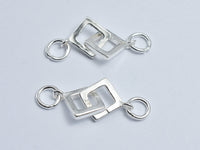 1pc 925 Sterling Silver Connector, 26x9.5mm, 8x8mm Square Ring-RainbowBeads