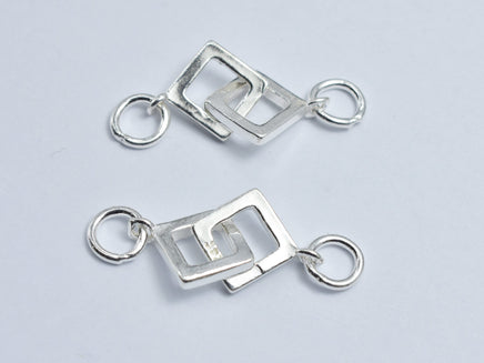 1pc 925 Sterling Silver Connector, 26x9.5mm, 8x8mm Square Ring-RainbowBeads