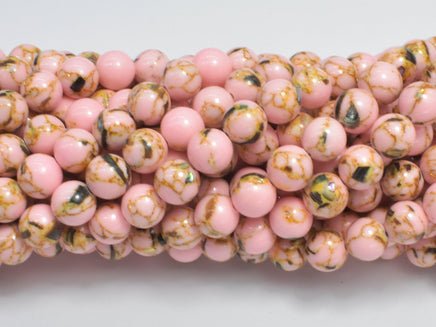 Shell Howlite-Pink, 6mm (6.5mm)-RainbowBeads