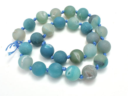 DRUZY AGATE BEADS-Blue, GEODE BEADS, 12MM, ROUND BEADS-RainbowBeads