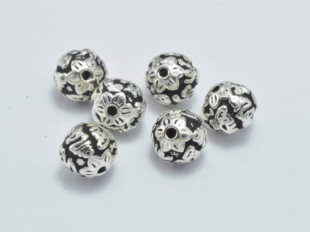 4pcs 925 Sterling Silver Beads-Antique Silver, 6mm Beads-RainbowBeads