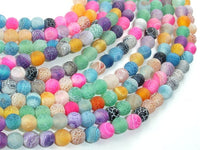 Frosted Matte Agate - Multi Color, 6mm Round Beads-RainbowBeads