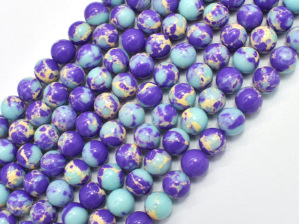 Impression Jasper-Blue & Purple 8mm Round-RainbowBeads
