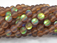 Matte Mystic Aura Quartz-Smoky Brown, 8mm (8.5mm) Round-RainbowBeads